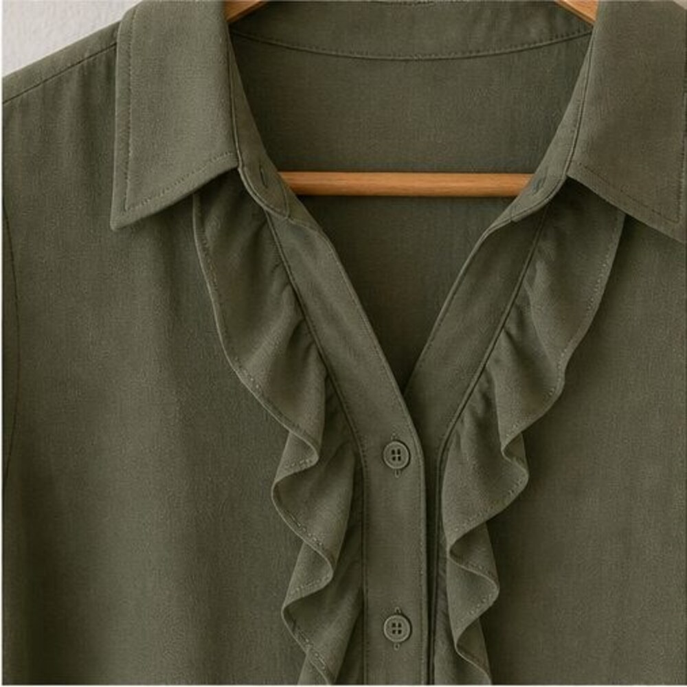 Olive Ruffle Blouse - Picture 4 of 6
